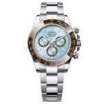 Rolex Cosmograph Daytona 126506 platinum with ice blue dial and brown Cerachrom bezel on Oyster bracelet