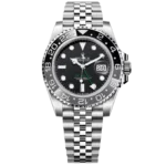 Rolex GMT-Master II 126710GRNR Oystersteel featuring black dial, black and grey ceramic 24-hour bezel, Jubilee bracelet and date at 3 o’clock
