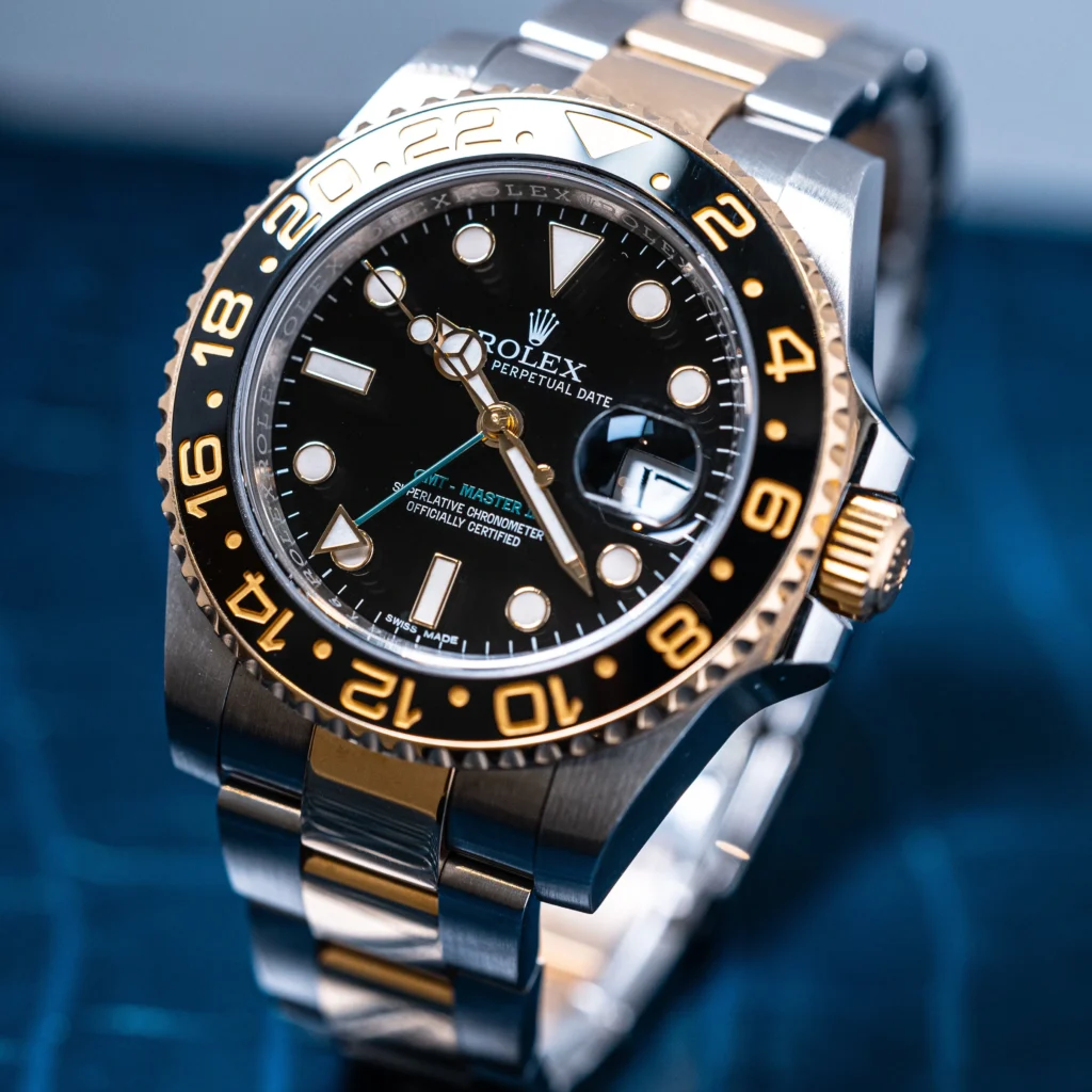 Rolex GMT-Master II two-tone steel and yellow gold watch with black dial available at North Jewellers Leeds