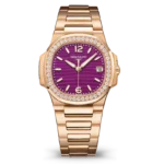 Patek Philippe Nautilus 7010-1R-013 in rose gold with purple dial and diamond bezel