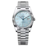 Rolex Day-Date 40 228236 platinum with ice blue baguette diamond dial and President bracelet