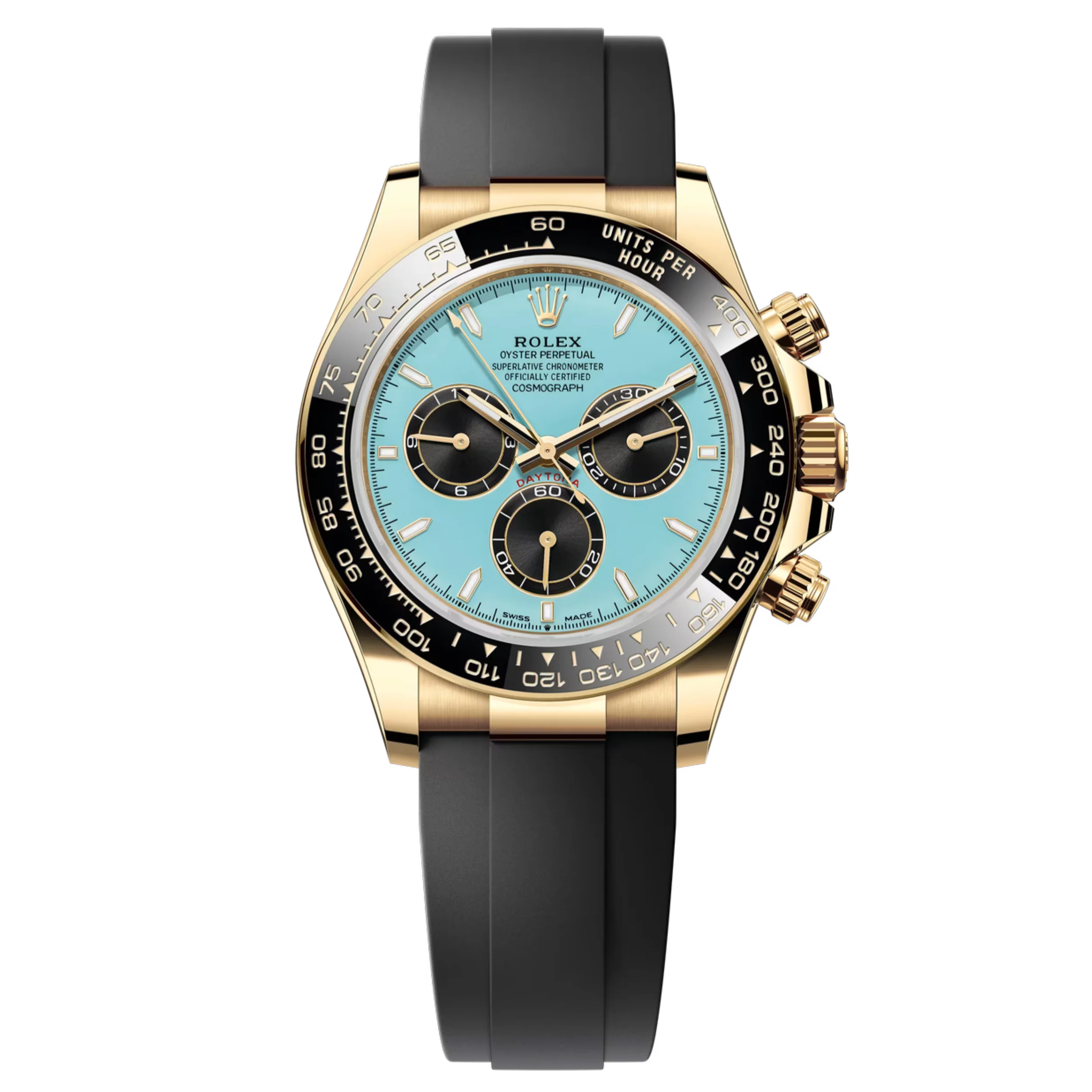 Rolex Daytona 126518LN yellow gold with turquoise dial and Oysterflex bracelet